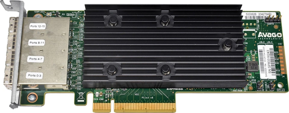 Controlador LP LSI Avago SAS9305-16e 03-25704-02005 4 puertos 12G PCIe x8 Foto 3 de 4