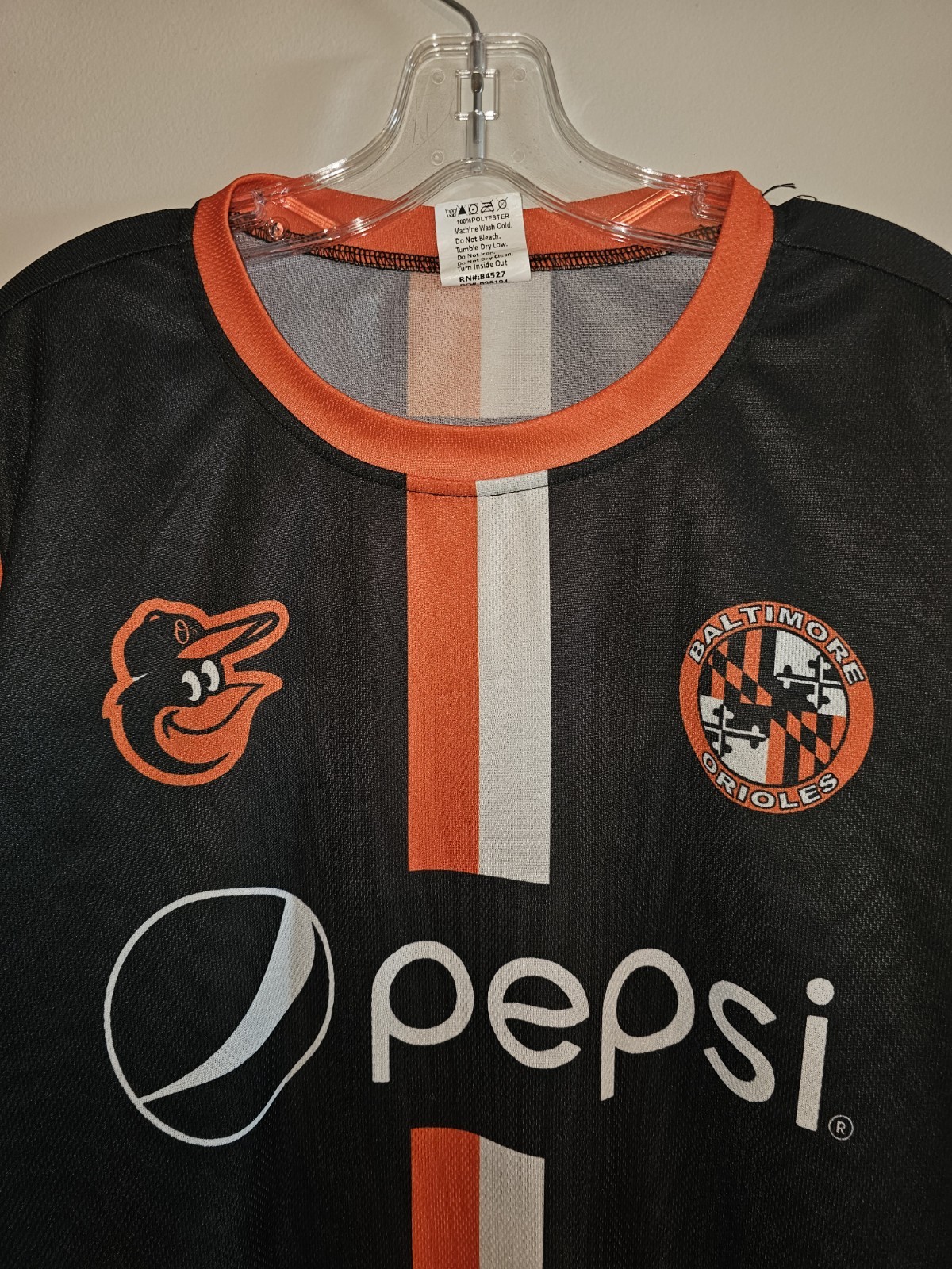 Baltimore Orioles 2022 Soccer Pepsi Promo Xl Mens Black Graphic Logo Jersey MLB