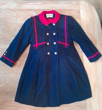 VTG Rothschild USA Made Navy Blue Red Wool Button Fancy Girls Jacket Coat Sz 6X