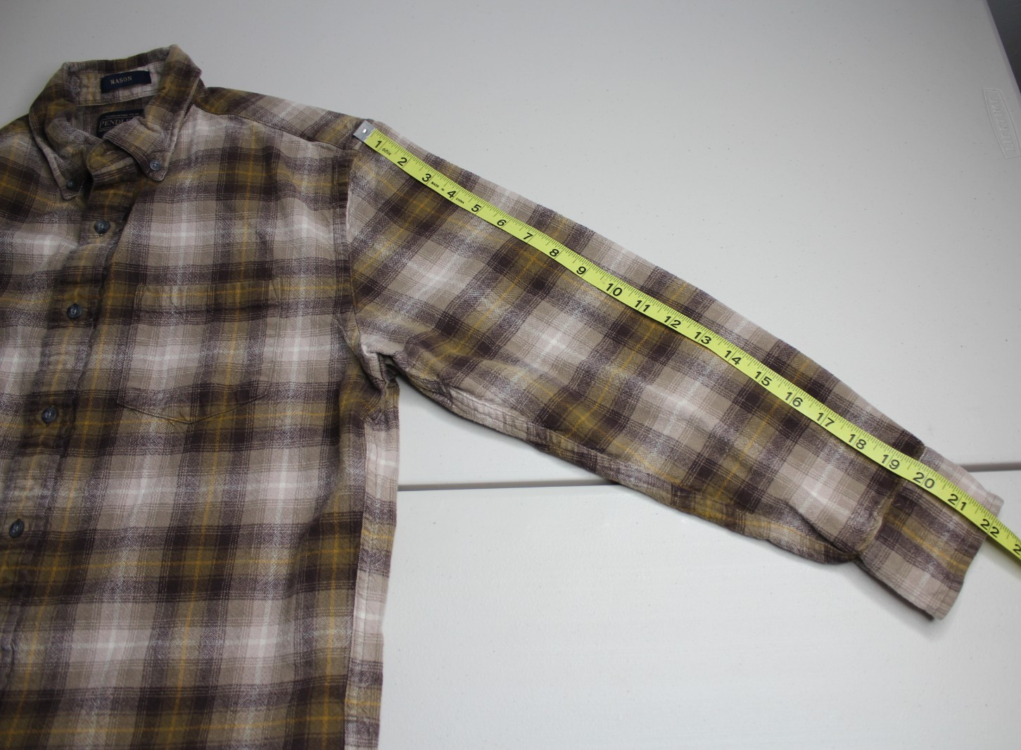 Mens M Medium Pendleton Button Up Down Brown Yell… - image 5