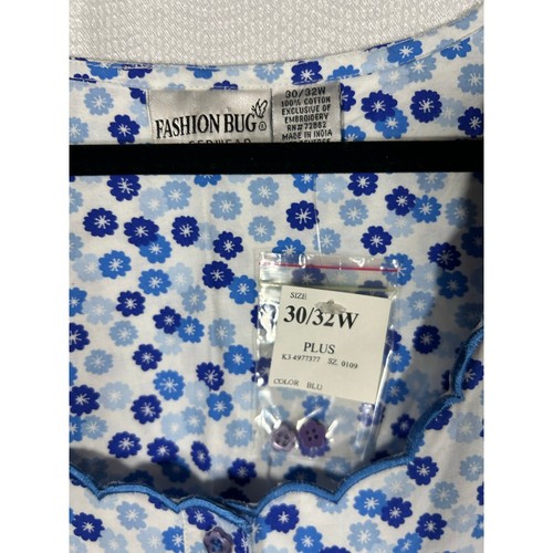 Fashion bug Womens Sleeveless Cotton Nightgown blu floral Sz plus 30/32 - Picture 12 of 16
