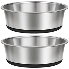Taglory 8 Cup Stainless Steel Dog Bowls Set of 2 for Food and Water, Silicone...