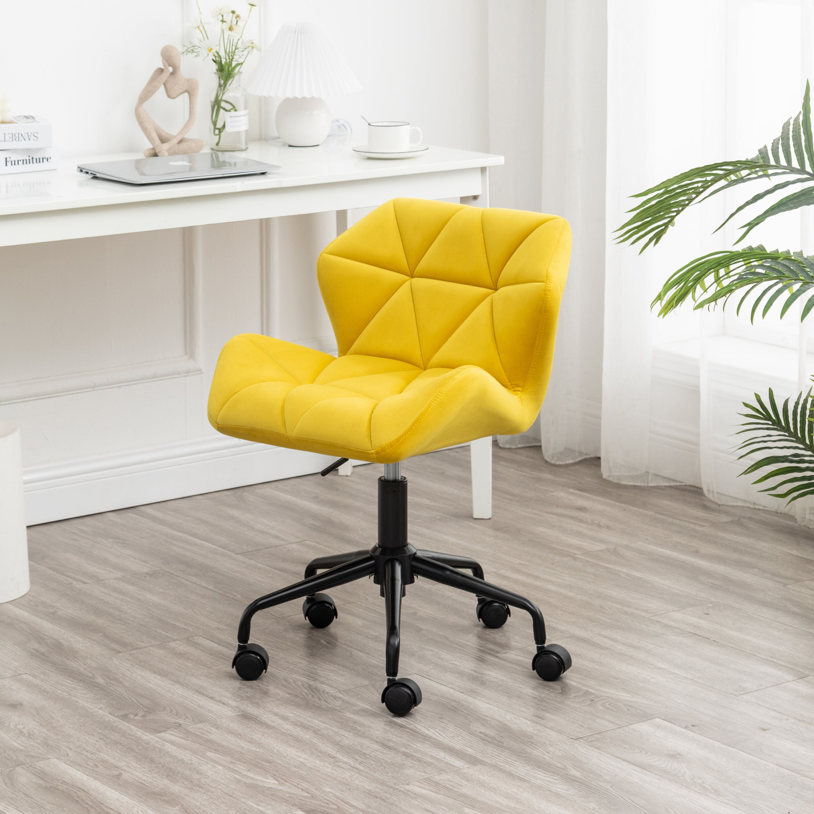 Eldon Yellow Diamond Tufted Swivel Office Chair with Comfort Cushion  