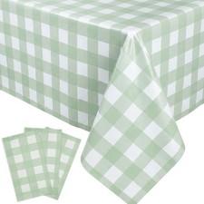Sage Green Gingham Tablecloth 54x108 Inches Disposable Picnic Cover
