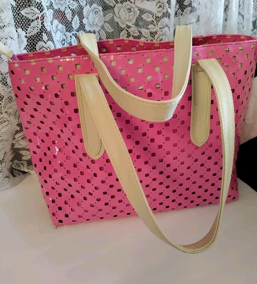 Elizabeth Arden Argyle Rosa Bolso de Playa Cartera Maquillaje Rosa Forrado Nuevo sin Etiquetas Foto 2 de 4