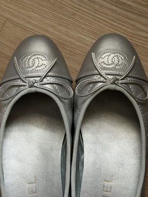 Silver Chanel Ballet Flats Size 7
