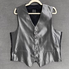 Jos A Bank Vest 42 44 Silver Geometric Silk Tuxedo Waistcoat Formal Wedding Gala
