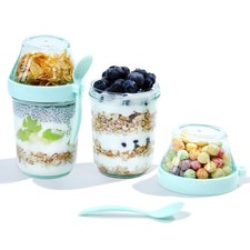On the Go Yogurt Parfait Snack Cups with Lid, Reusable Acrylic Travel Jars fo...