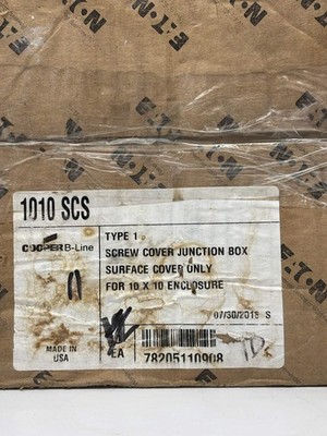 Cooper B-Line 1010SCS Wireway Cover   10x10'' Steel, Screw-Cover, NEMA 1