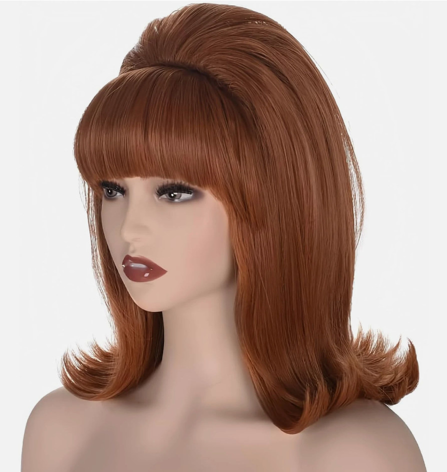 Mujer Peluca Abatible 70S 60S Retro Estilo Colmena Bouffant Vintage Look Peluca Disfraz