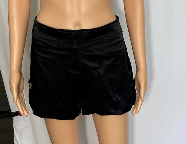 Pantalones cortos negros para mujer Cache mezcla de algodón cremallera frontal talla 6 Foto 3 de 4