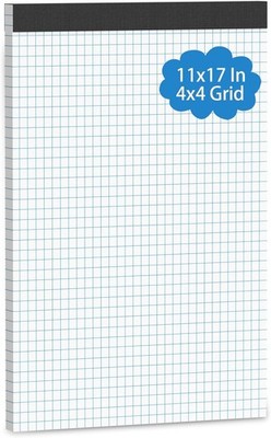 Large Graph Paper Pad 11 x 17 Grid Paper 4x4 Graph Ruled Blueprint Quadrille Pad