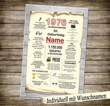 Schild Karte Urkunde Geb. 1976 50. Geburtstag  50 Jahre  Chroniken Geschenk 2026