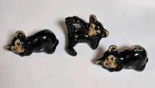 Trio Vintage Rosemeade Pottery North Dakota Miniature Black Bear Cubs