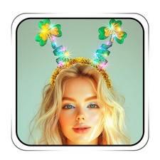 EARENT St Patricks Day Light Up Headbands Sparkly Green free size,