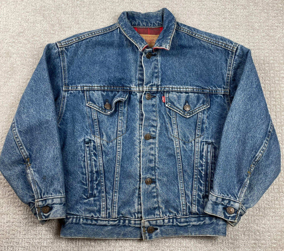 Vintage 80s Levis Denim Jacket Fits S/XS Flannel Lined Medium Wash Type III USA