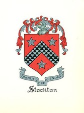 Great Coat of Arms Stockton Family Crest genealogy, would look great framed!