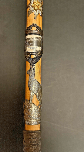 Vtg Wood Walking Stick Cane Bavaria Germany Garmisch Alps Zugspitze Linderhoff - Picture 11 of 12