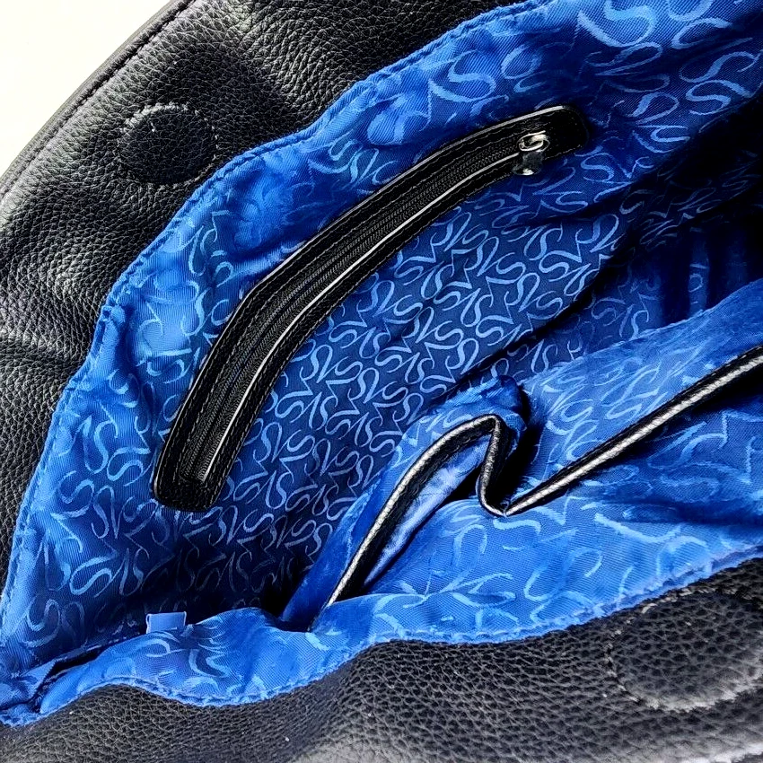 Vera Wang Simply Negro Cartera Cuero Bolso de Mano Forro Azul 3 Bolsillos Internos Foto 2 de 4