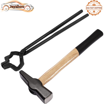 Knifemaking and Blacksmithing Tongs 16'' Z V-Bit Style Tongs Blacksmiths' Hammer