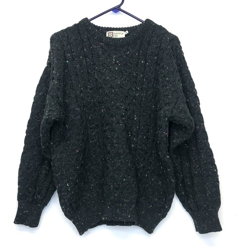 Vintage Country Club Cable Knit Wool Irish Sweater Medium Donegal