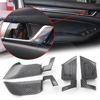 Carbon Fiber Style Inner Door Handle Bowl Cover Trims For Honda Accord 2018-2022
