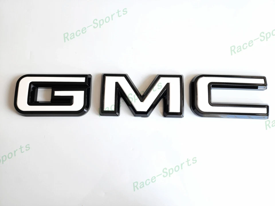 Superposición Delantera Trasera Negro Blanco GMC Emblema 2019+ Sierra 1500 2500HD 3500HD Canyon Foto 4 de 4