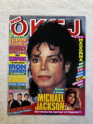 マイケルジャクソン　値下げ‼️海外雑誌88年 MICHAEL JACKSON 1988 Clipping Poster Swedish Music magazine OKEJ
