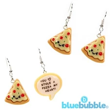 Bluebubble PIZZA PARTY Earrings Cute Kitsch Kawaii Retro Funky Fun Junk Food Emo