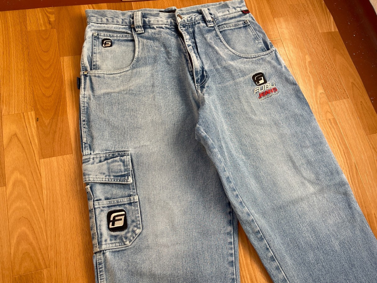 FUBU jeans, vintage baggy jeans, 90s hip hop, 1990s, skater FUBU jeans, vintage baggy jeans, 90s hip hop, 1990s, skater