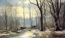 oil anders anderson lundby - holzfaller english garden of munich landscape art