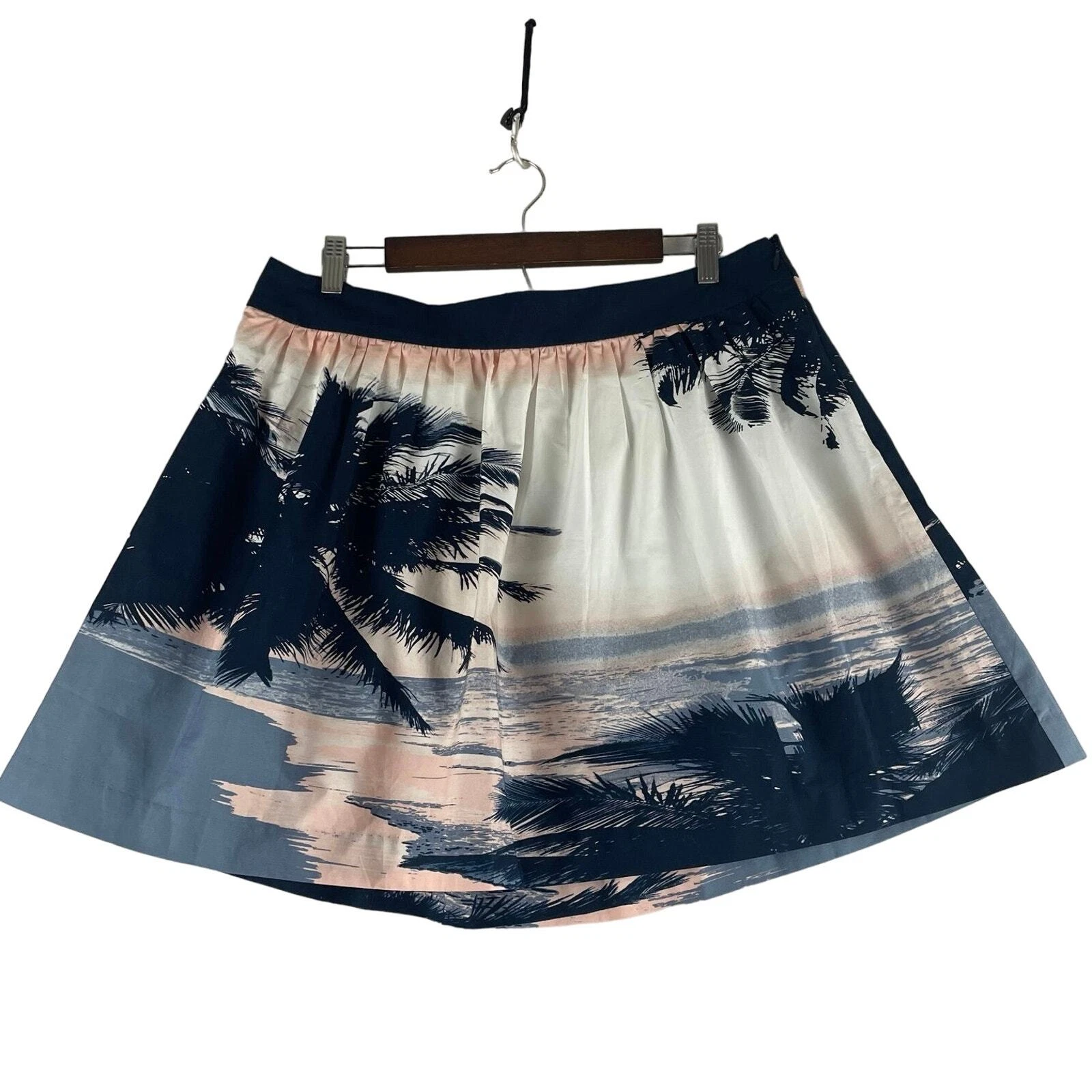 Banana Republic Beach Scene Skirt SZ 14 NWT💗 Lined Cotton Shell Pleated