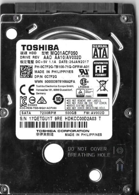 【6台】TOSHIBA MQ01ACF050 500GB 【0730T71】 Toshiba MQ01ACF050 500GB Sata Hard Drive Drive Rev: AAD AA10