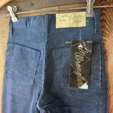 70s Deadstock Wrangler Cordaroy Boys Vintage Jeans Pants Size 12 Slim Kids Blue