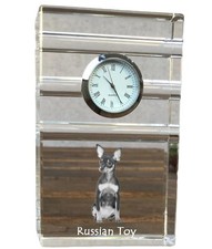 Russian Toy, Russkiy Toy, Russian Terrier, Moscow Toy Terrier - glass clock with