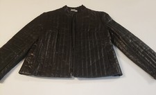 Woman's Black Nine West Leather Two Way Zip Jacket Size 10