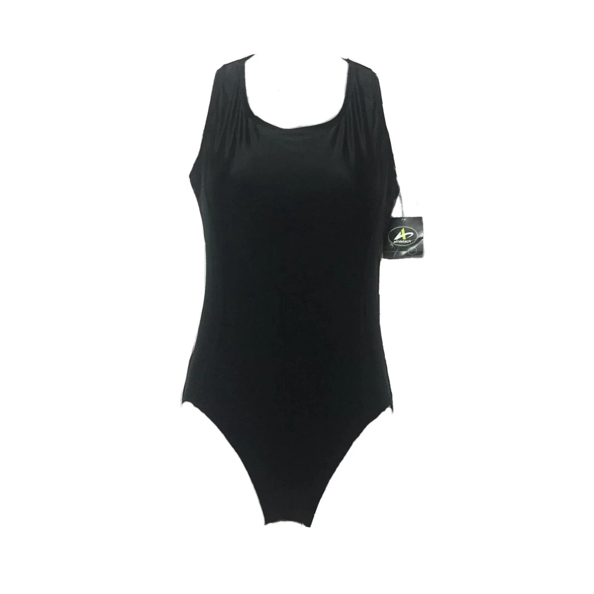 Athletech Black Swimsuit Womens 10 One-Piece Built In Bra Athletic