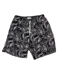 Old Navy Teen Size M 28x8 Black/White Floral Leaf Swim Trunks Elastic Waist