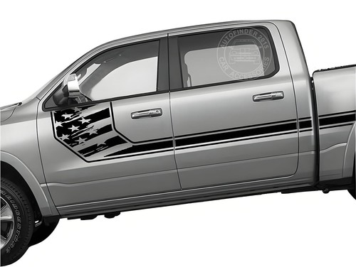 Stars And Stripes Graphic Decal For Dodge Ram 1500 Trunk Side Door Sticker Vinyl - Picture 3 of 5