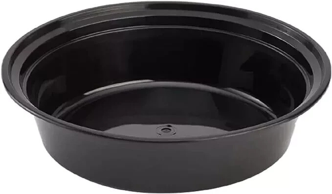 50 Piece 16oz Black 6" Round Food Prep and Storage Containers with Clear Lids