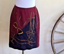 RALPH LAUREN Equestrian Horse Bit Stirrup Leather Straps Wrap Skirt Vtg USA Sz 8