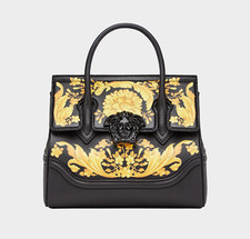 Versace Women's Palazzo Empire Baroque Print Leather Satchel, Black, Msrp $2,925