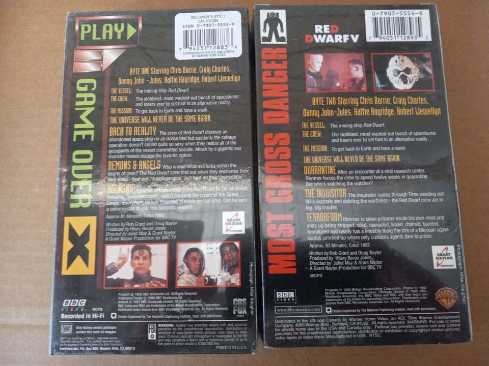 Lot of 2 BBC Red Dwarf VHS Bye One And Byte Two NEW VHS - Image 2 of 2