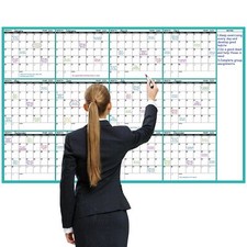 Large Dry Erase Calendar for Wall - Undated 12 Month Wall Calendar, 37   2