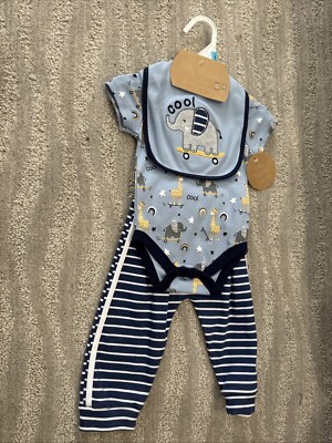 baby boy 3 piece sets Baby Element Bib Bodysuit And Pant