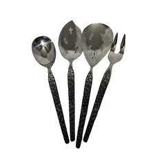 NATIONAL Stainless Steel SEVITA Flatware Korea 4pc Lot Utensils Floral