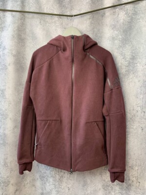 Adidas ZNE Full Zip Mens Maroon Cotton/Poly Thumb Holes