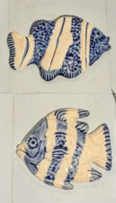 Ceramic fish wall plaques set of two beach house decor