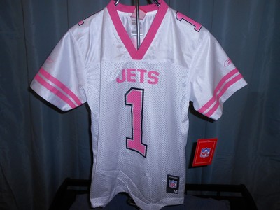 NEW- New York Jets #1 Youth Girls sizes L-XL Cute White Reebok