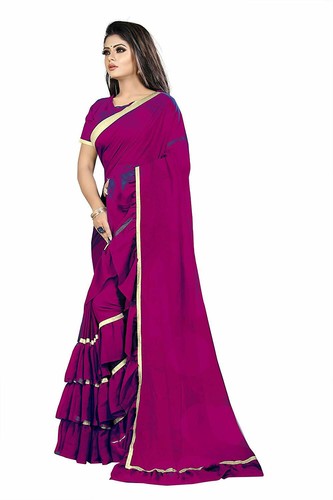 Women's Ruffle Saree Georgette Frill Design Stylish Ruffle Sari Blouse Partywear - Picture 67 of 94